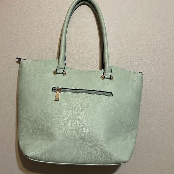 Mint Green and White Tote Bag - Picture 6 of 14